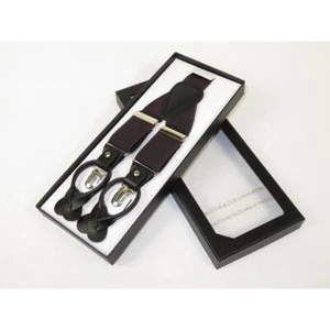 ELEGANTE Hosenträger Clip On und Knopf optional für Hose oder Anzughose braun - Bild 1 von 5