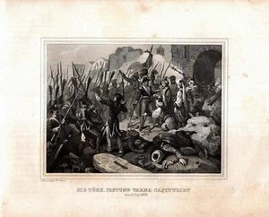 c1850 Guerra ruso-turca 1828-29 Fortaleza Warna rusos turcos Grabado en acero - Imagen 1 de 1