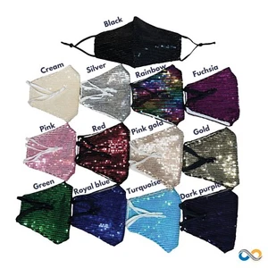 Bling Face Mask, Fashion Washable Sparkly Sequin Face Mask, Cotton Face Mask - Picture 1 of 19