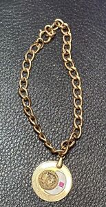 Vintage Gold Filled Chain Link With Charm & Ruby Bracelet, marked 1/20 12K GF