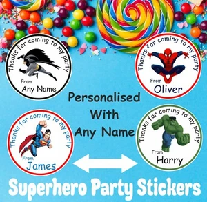 48 Boys Personalised Superhero Marvel Birthday Party Thank You Stickers bags - Picture 1 of 7