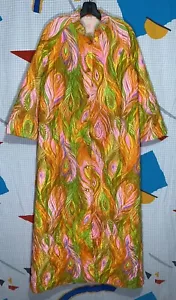Vintage 60s Psychedelic Mod Coat Peacock Quilted Hippie Boho Rainbow Overcoat - Picture 1 of 21