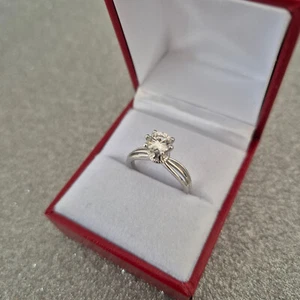 Moissanite solitaire ring in platinum over  Sterling silver - Picture 1 of 4