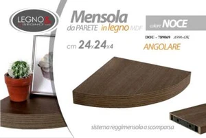 MENSOLA ANGOLO PARETE ANGOLARE SCAFFALE STAFFA Legno Libreria MODERNA NOCE 24 cm - Foto 1 di 2