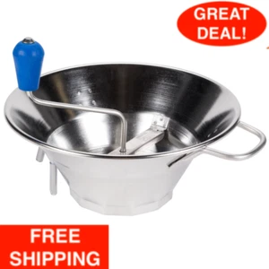 Stainless Steel Food Mill 5 Quart 12" x 9 3/4" #3 Standard Manual Cutting Plates - Picture 1 of 12