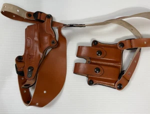 DeSantis Shoulder Carry, B2 Double Magazine Leather Holster Triple Agent USA - Picture 1 of 8