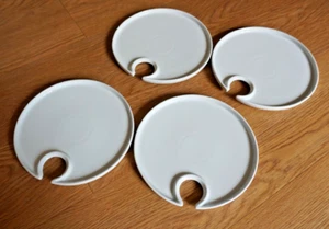 POTTERY BARN GREAT WHITE APPETIZER PLATES WITH GLASS HOLDER SET OF 4 - Picture 1 of 4