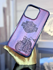 Funda de madera a prueba de golpes Harley Davidson para iPhone 14 y 15 Pro Max - Imagen 1 de 5