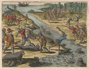 Antique Print "Quomodo Dn. Candisch" (Tierra del Fuego) T.De Bry, 1599 - Picture 1 of 3