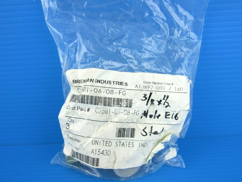 NEW Brennan C2501-06-08-FG 90º Steel Elbow, 3/8" x 1/2", Lot of 2 - Image 1 of 3