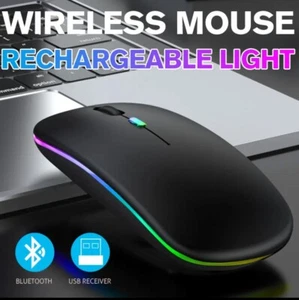 2.4GHz Wireless Optical Mouse USB Rechargeable RGB Cordless Mice For PC Laptop - Picture 1 of 5