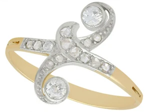 0.26 ct Diamond and 18 ct Yellow Gold Dress Ring - Antique Circa 1910 - Size R - Picture 1 of 9