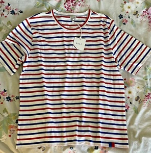 Kule Hombres Manga Corta Blanco, Azul Verdadero y Rayas Amapola; Talla L - Imagen 1 de 4