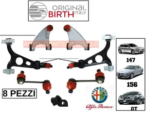 KIT 8 PEZZI BRACCI BIRTH ITALIA SOSPENSIONE ANTERIORE ALFA ROMEO 147 156 - GT - Foto 1 di 1