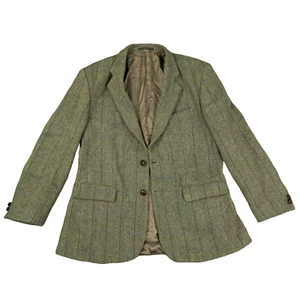 Vintage Harris Tweed Sakko 42R Grün Wolle Fischgrät Herren Blazer Sport Mantel 80er - Bild 1 von 21