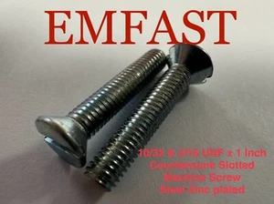 10/32 & 3/16 unf x 1 inch countersunk slotted machine screw steel zinc slot - Picture 1 of 4