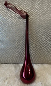 Frontgate Royal Christmas Shiny Red Blown Glass Solid Long Teardrop Ornament 8" - Picture 1 of 1