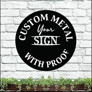 Custom Metal Sign with Logo, Personalized Outdoor Sign, Custom Bar Sign, Circle - Picture 1 of 4