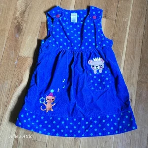 Vestido Jersey Gymboree Vintage Niñas Azul Púrpura Pana Animal Gato Fiesta 3T - Imagen 1 de 6