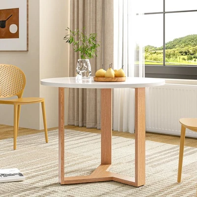 31.5" Round Dining Table for Small Spaces,Wood Kitchen Table w/Adjustable Feet - Image 1 of 4