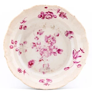 Antique Chinese Porcelain Puce Pink Dish Saucer Flower Qianlong Qing 18th C. - Picture 1 of 9