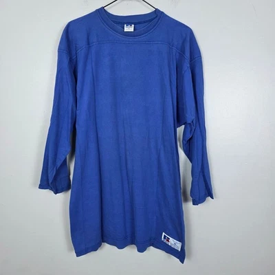 Vintage Russell Athletic Blue Long Sleeve Football T Shirt Mens XL USA Made - Image 1 of 4