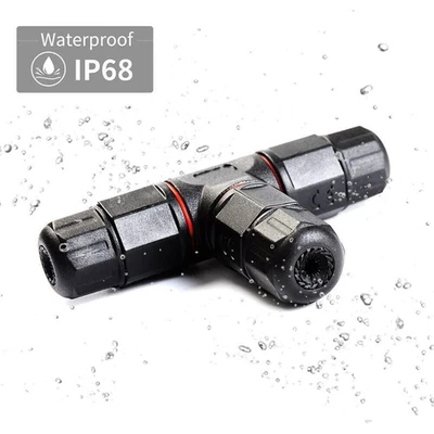 IP68 Waterproof Cable Connector 3 Way Outdoor Electrical Power Lighting Splitter - Image 1 of 4