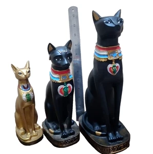Paquete 3 estatuas antiguas egipcias - Diosa Bastet gato Isis piedra sólida... - Picture 1 of 24