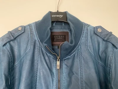 Guess Herren Jacke Lederjacke, blau Gr. L w/ NEU - Bild 1 von 4