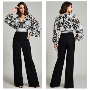 Tadashi Shoji Kairi Chrysanthemum Kimono Jumpsuit Size 8 - Picture 1 of 15