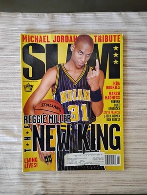 NBA SLAM 杂志 1999 年 4 月 REGGIE MILLER 封面迈克尔·乔丹 海报 致敬 — 第 1/4 张图片