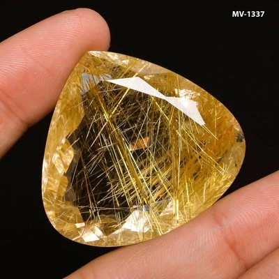 Faceted Golden Rutilated Quartz Heart Shape Gemstone 125 Ct 38X36X16 MM Natural - Image 1 of 3