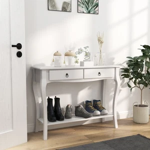 Console Table Dressing Desk Stunning Kitchen Hall 2 Drawers Modern Shelf White - Picture 1 of 11