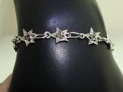 ¡HERMOSAS ESTRELLAS DE PLATA DE LEY DE 7" CON BRILLANTE PULSERA DE MARCASITA! Foto 1 de 4