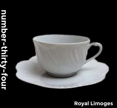 Royal Limoges Ocean Blanc Collection Cups & Saucers X 6 VGC 🩷 - Image 1 of 4