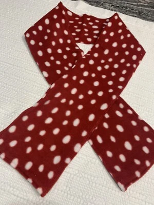 Cachecol de cogumelo pontilhado branco vermelho 61”x6” dupla camada lã novo presenteável feito à mão - Imagem 1 de 4