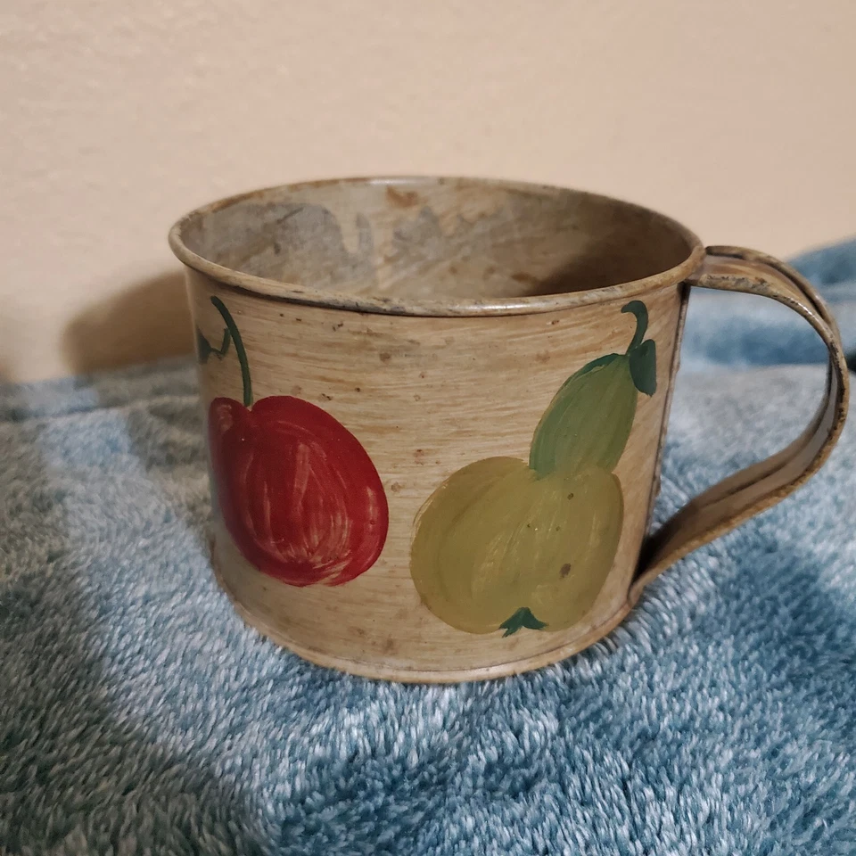 Vintage1969 Folk Art Tin Cup - Image 1 of 4