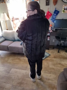 Black Mink Coat (Dennis Basso), SIZE : LARGE - Picture 1 of 7