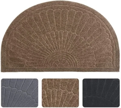 Rubber Doormat Indoor Outdoor Half Round Front Door Mat Non Slip Backing Floor M - Image 1 of 4