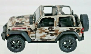 Jeep Wrangler Rubicon 2018 Die Cast Pull Back Doors Open Camo Brown 1:34 Topless - Picture 1 of 3