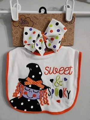 NWt Halloween Baby Bib And Bow Headband - Image 1 of 3