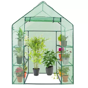 Portable Mini 6 Shelves Walk In Greenhouse Outdoor 3 Tier Green House - Picture 1 of 15