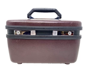 Vintage Samsonite SENTRY II Train Cosmetic Burgundy Hard Shell Travel Case Key! - Picture 1 of 22