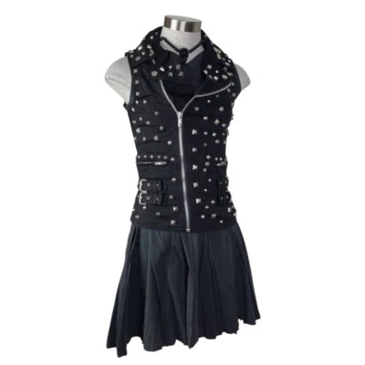 CHALECO TRIPP BANDA GÓTICA MOTO ROCKABILLY PUNK ROCK MOTOCICLISTA NEGRO CON TACHUELAS IS9465 XS Foto 1 de 4