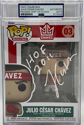 JULIO CESAR CHAVEZ SIGNED FUNKO POP INSCRIPTION "HOF 2011" PSA ITP ENCASED WHITE - Image 1 of 3