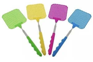 2 x Fliegenklatsche Teleskopgriff  4 farbig sortiert ausziehbar bis auf 62 cm - Bild 1 von 3