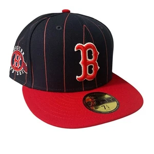 Boston Red Sox New Era Throwback Pinstriped 59FIFTY Fitted Hat Cap Size 7 1/4 - Picture 1 of 10
