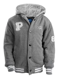 THE POLAR CLUB BOYS FLEECE VARSITY BASEBALL JACKET PADDED- 3 COLORS ALL SIZES - Picture 1 of 8