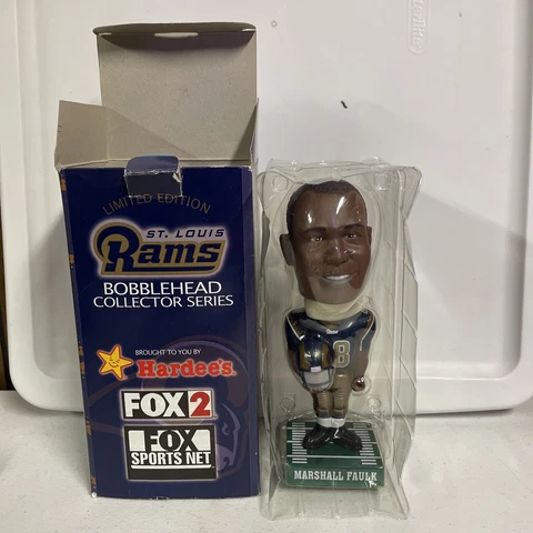 Marshall Faulk #28 Bobble Head Doll St. Louis Rams 7" , 2002 Hardee's Issued Cover