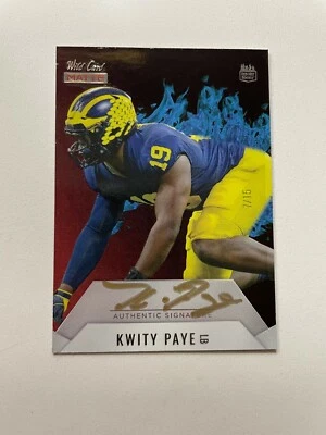 2021 Wild Card Matte Black - Kwity Paye - Red Hot Rookies Auto #d 7/15 RC - Image 1 of 2